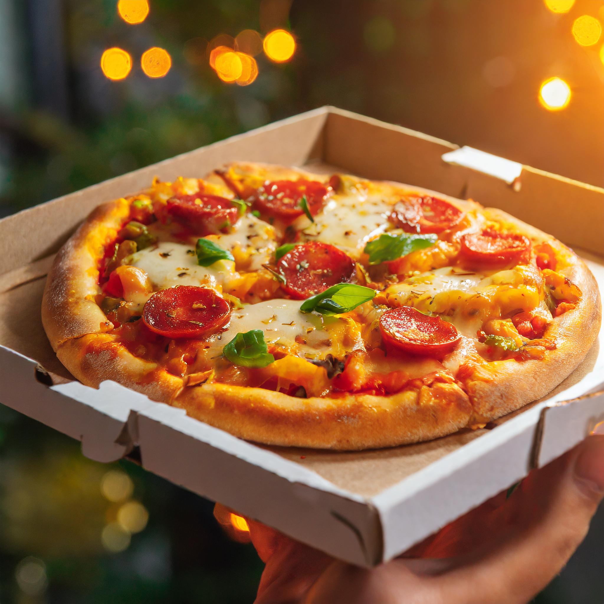 Ofenfrische Pizza mit vielfältigen Belägen, kreativ serviert